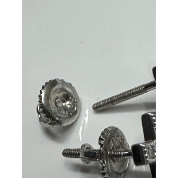 925 Sterling Silver Tiny Cross Stud Earrings With Screw Back - Picture 4 of 5
